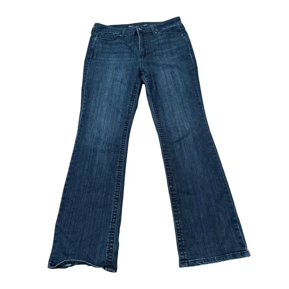 Seven7 Tummyless High Rise Bootcut Jeans Dark Wash Size 16